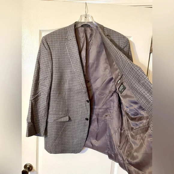 Lauren Ralph Lauren Black Label Blazer Jacket Men’s 46R Silk/Wool Houndstooth - Picture 3 of 8